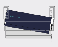 A diagram showing how to clip the chain end of the blind into the bracket A diagram showing how to clip the chain end of the blind into the bracket